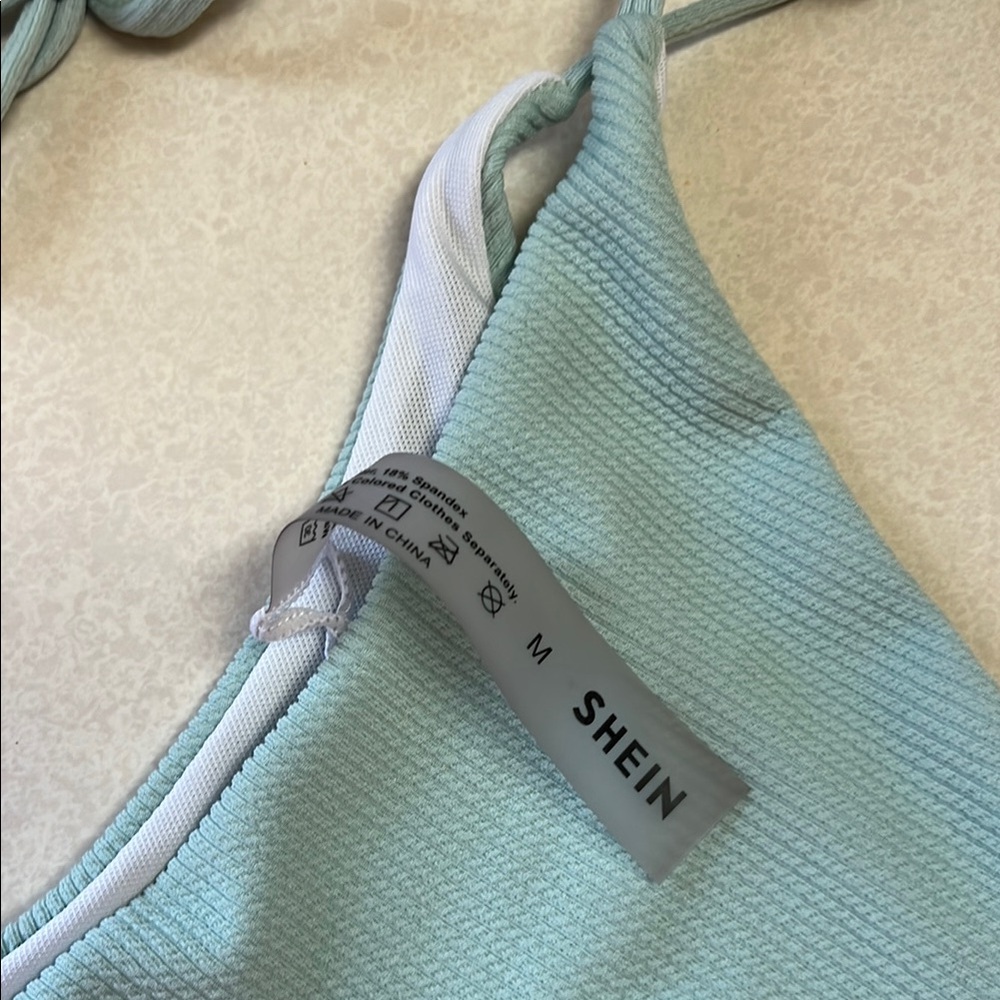 SHEIN Light Blue Ribbed Bikini - Picture 3 of 3